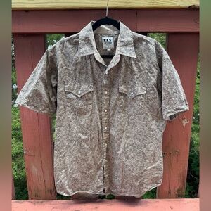 ELY Cattleman Men's Brown Paisley Pattern Snap Up Shirt